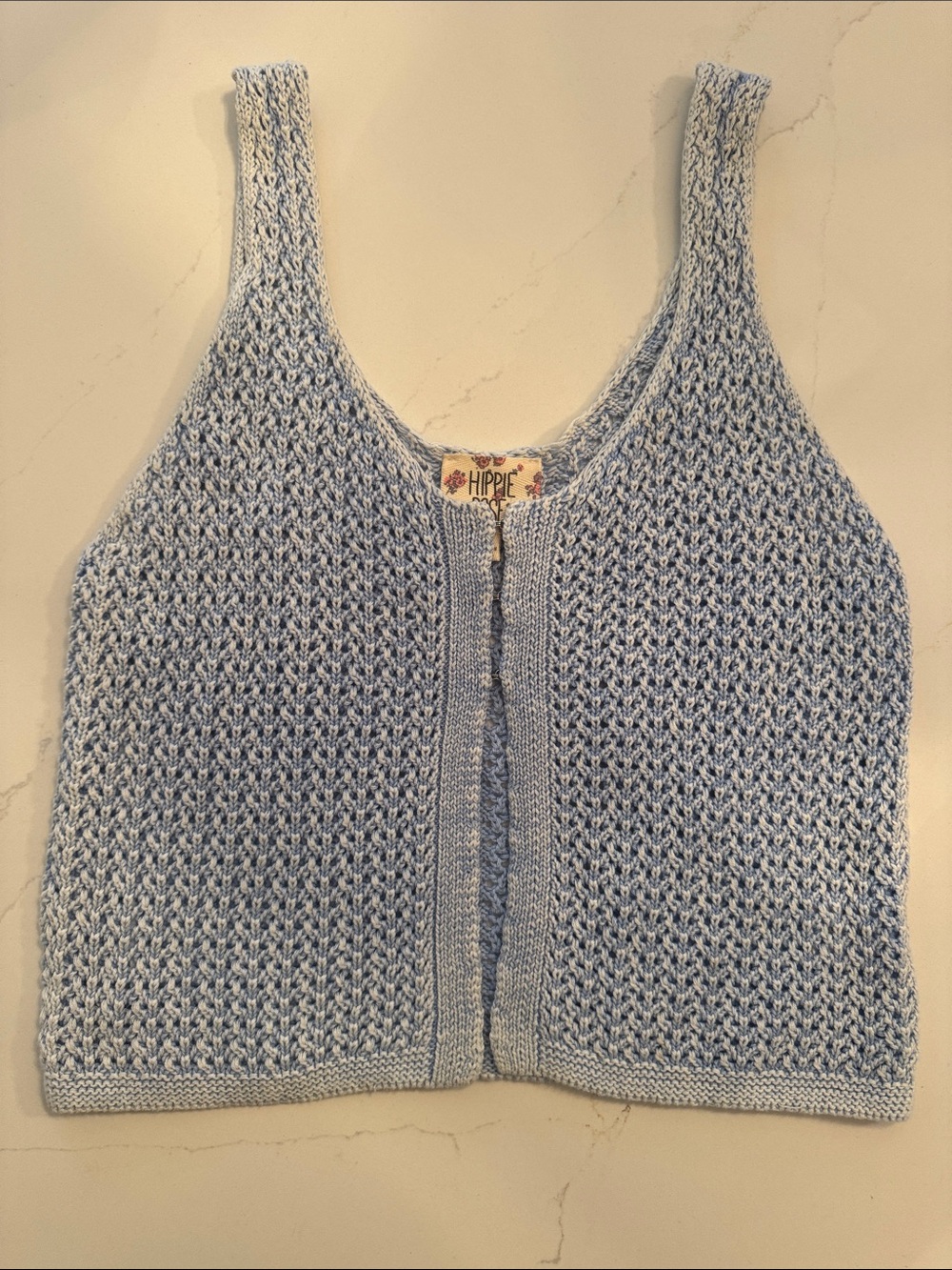 Hippie Rose Sky Blue Crochet Knit Tank